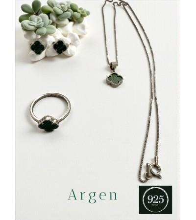 Marka Elegant Kadın Yeşil Gümüş Set 
