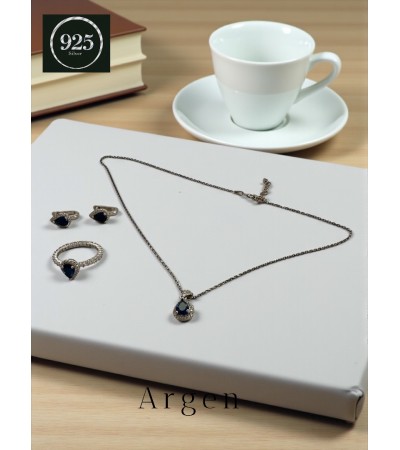 Elmas Kesim Elegant Damla Kadın Gümüş Set
