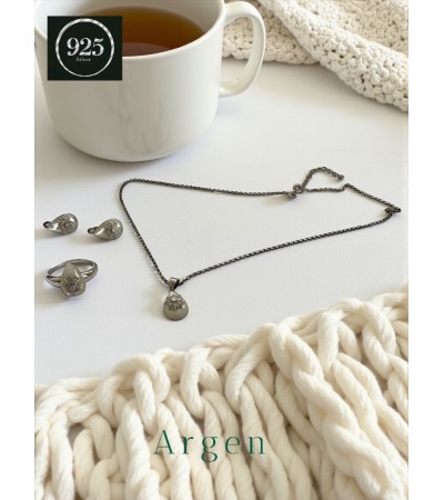 Elmas Kesim Elegant Sedef Kadın Gümüş Set