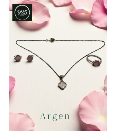 Marka Elegant Pembe Sedef Kadın Gümüş Set 