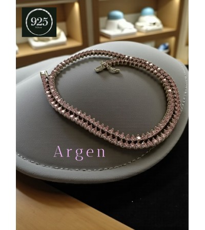 KADIN SU YOLU ELMAS KESİM PEMBE ZİRKONİA KOLYE