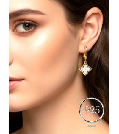 GOLD YONCA ELMAS KESİM ZİRKONİA GÜMÜŞ KÜPE