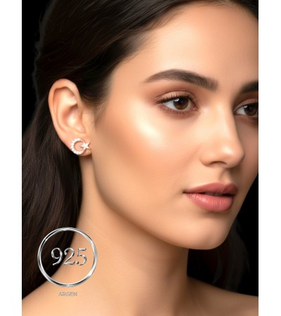 ROSE AY-YILDIZ ÇİVİLİ GÜMÜŞ KÜPE