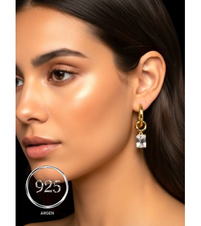 GOLD ELMAS KESİM ZİRKONİA GÜMÜŞ KÜPE