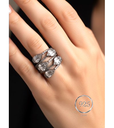 ÖLÇÜ 16 ÜÇLÜ SARIM ZİRKONİA PIRLANTA KADIN 925 AYAR GÜMÜŞ YÜZÜK