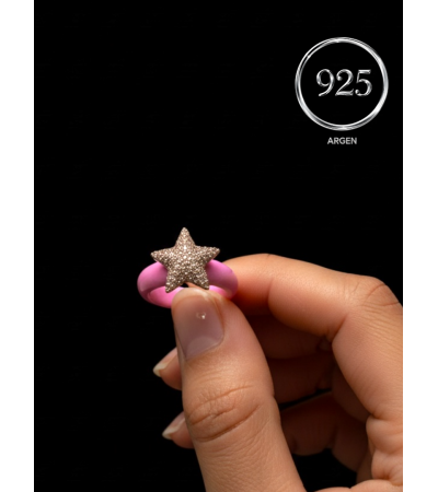 AÇIK MODEL GOLD SEDEF PEMBE YILDIZLI  925 AYAR TARZ KADIN YÜZÜK