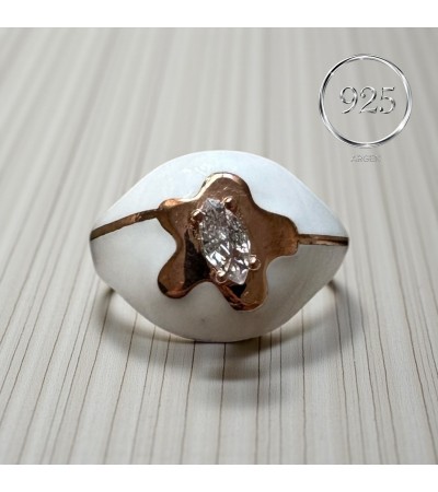 AÇIK MODEL GOLD SEDEF BEYAZ  RENKLİ 925 AYAR TARZ KADIN YÜZÜK