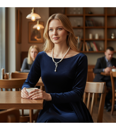 Doğal İnci Gümüş Elegant Kolye