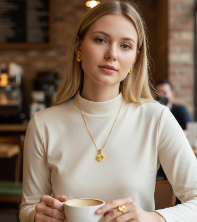 Marka Elegant Gold Kadın Gümüş Set