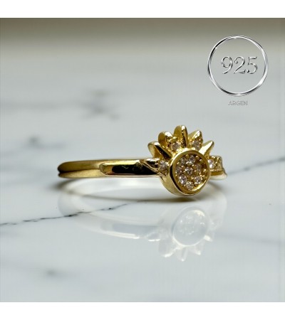ÖLÇÜ 13 GOLD ÖZEL FİGÜR 925 AYAR ELMAS KESİM ZİRKONİA GÜMÜŞ YÜZÜK