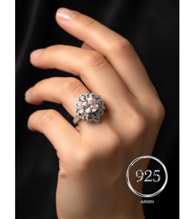 ÖLÇÜ 16 PEMBE ZİRKONİA KADIN 925 AYAR GÜMÜŞ YÜZÜK