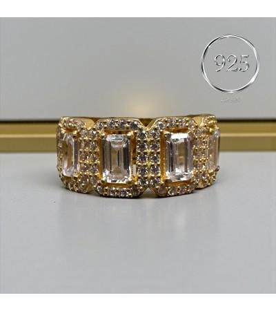 ÖLÇÜ 11 GOLD  ELMAS KESİM ZİRKONİA  925 AYAR GÜMÜŞ KADIN YÜZÜK
