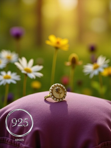 ÖLÇÜ 17 GOLD  GÜL  925 AYAR GÜMÜŞ YÜZÜK