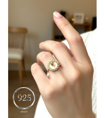 ÖLÇÜ 17 GOLD  GÜL  925 AYAR GÜMÜŞ YÜZÜK