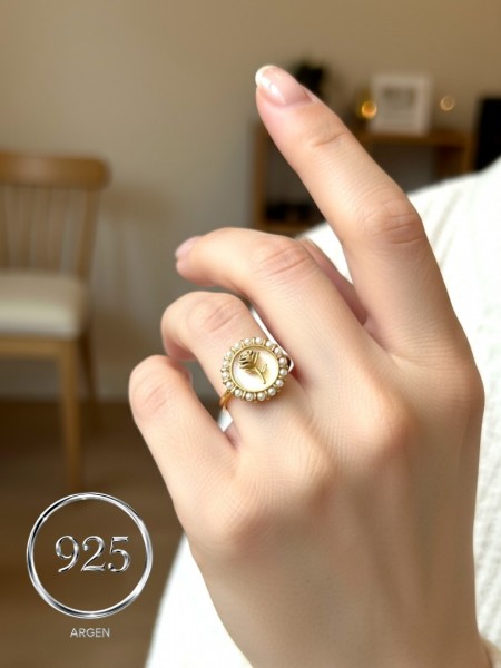 ÖLÇÜ 17 GOLD  GÜL  925 AYAR GÜMÜŞ YÜZÜK