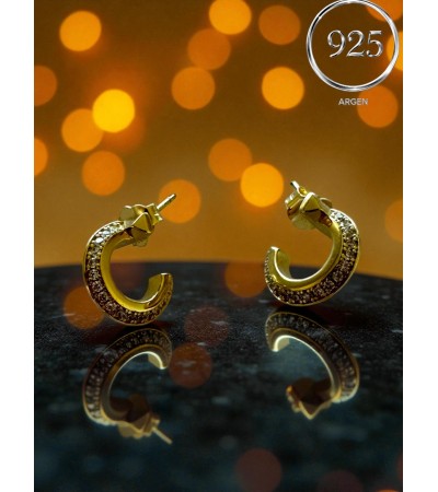 GOLD ELMAS KESİM ÇİVİLİ KADIN ZİRKONİA GÜMÜŞ KÜPE