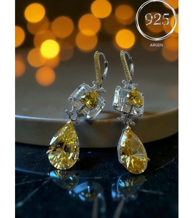 AĞIR GOLD SALLANTILI ELMAS KESİM KADIN ZİRKONİA GÜMÜŞ KÜPE