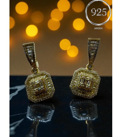 ELMAS KESİM BAGET GOLD ŞIK KADIN ZİRKONİA GÜMÜŞ KÜPE